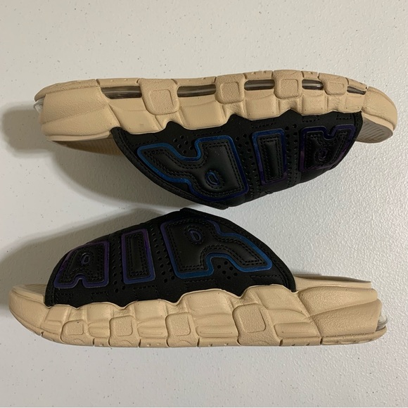 Nike Air More Uptempo “Black/Multi-Color/Sanddrift/Clear” Slides-Size 7 NWOT main image 5